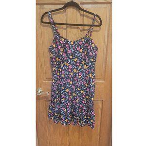 Old Navy Cami Skater Dress Black and Floral Large